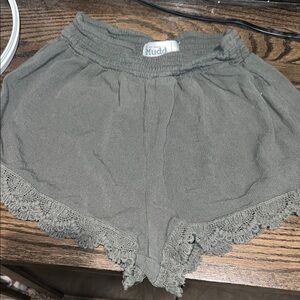 Mudd Women's Olive Lace Hem High Waist Shorts